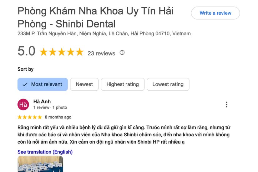 Nha khoa Shinbi luôn nhận được đánh giá tích cực từ khách hàng Nha khoa Shinbi luôn nhận được đánh giá tích cực từ khách hàng