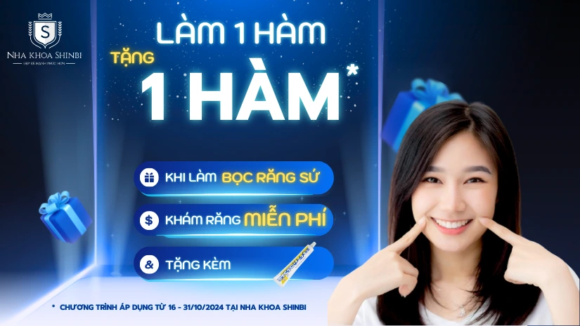 Làm 1 hàm răng sứ, tặng 1 hàm [Ưu đãi T7/2025] tại Shinbi
